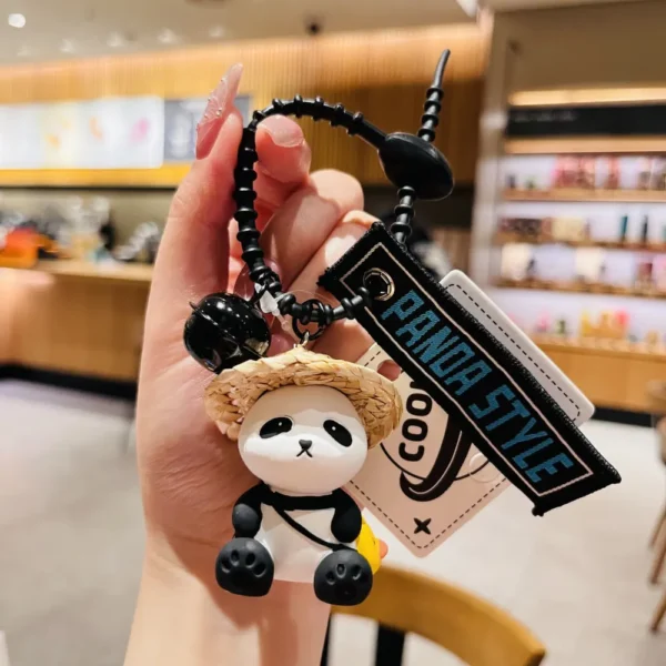 WPDCCM000109 Panda Wearing Hat Cartoon Keychain Gift Small Ornament