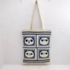 WPBGWB000138 Playful Panda Expression Multicolor Woven Shoulder Tote Bag Blue