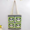 WPBGWB000135 Playful Panda Expression Multicolor Woven Shoulder Tote Bag