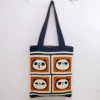 WPBGWB000142 Playful Panda Expression Multicolor Woven Shoulder Tote Bag