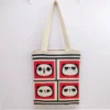 WPBGWB000139 Playful Panda Expression Multicolor Woven Shoulder Tote Bag Red