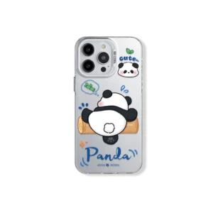 Playful Panda Laser Silver Apple iPhone Case