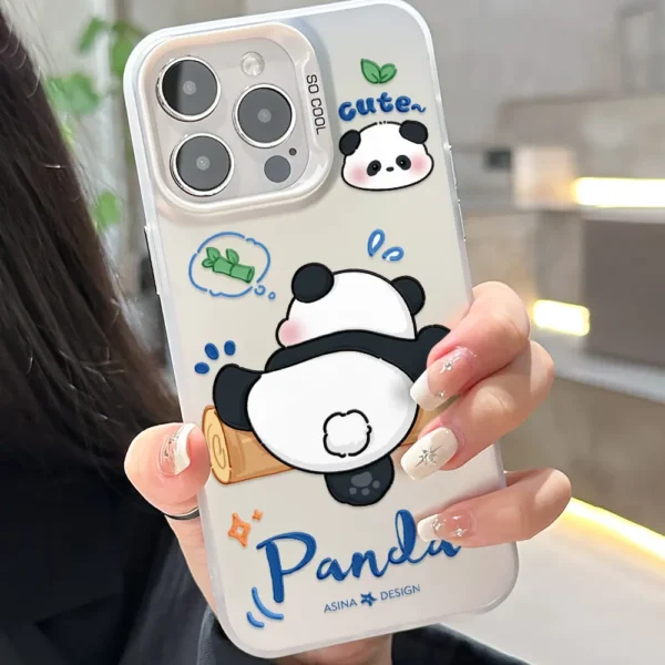 WPASPC000529-0544-03 Playful Panda Laser Silver Apple iPhone Case
