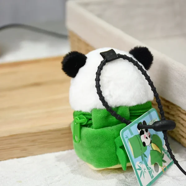 WPDCCM000074-03 Plush Bamboo Tube Panda Coin Purse Keychain Bag Charm