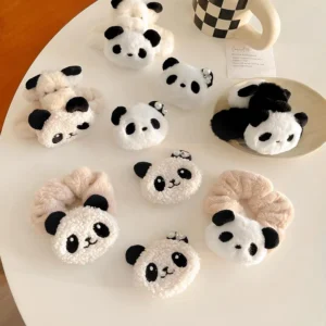 WPDCHA000234-0237 Plush Panda Hair Clip Cute Cartoon Hair Tie Headwear Accessory