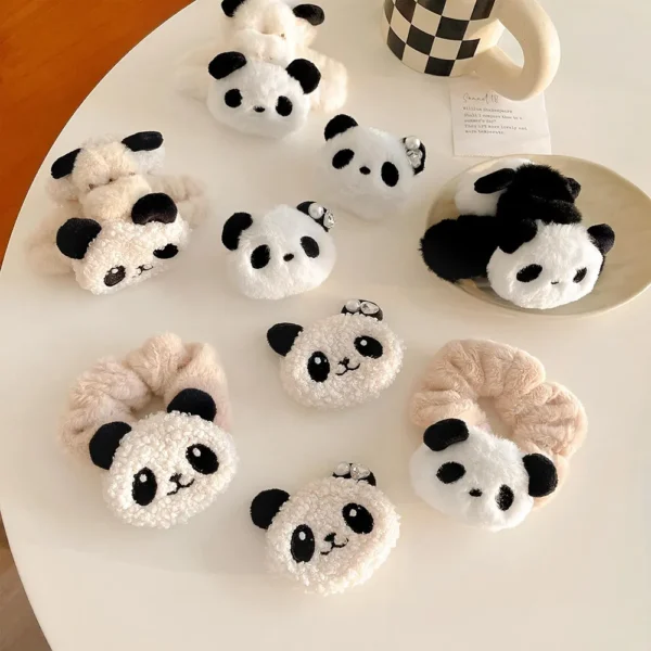WPDCHA000234-0237 Plush Panda Hair Clip Cute Cartoon Hair Tie Headwear Accessory