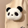WPDCBR000142-01 Plush Panda Head Brooch Cute Cartoon Pin Bag Decor Badge