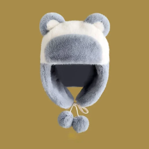 WPCTHAHW0137 Plush Thickened Winter Panda Trapper Hat Outdoor Headwrap