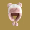 WPCTHAHW0135 Plush Thickened Winter Panda Trapper Hat Outdoor Headwrap