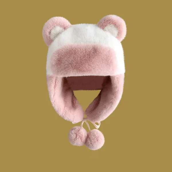 WPCTHAHW0135 Plush Thickened Winter Panda Trapper Hat Outdoor Headwrap