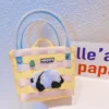 WPBGWB000128 Rainbow Panda Series Woven Basket Handbag Cartoon Mini Tote