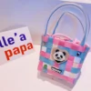WPBGWB000132 Rainbow Panda Series Woven Basket Handbag Cartoon Mini Tote