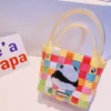 WPBGWB000133 Rainbow Panda Series Woven Basket Handbag Cartoon Mini Tote