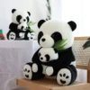 WPDTPT000128-0131-01 Realistic Panda Hugging Bamboo Plush Toy Stuffed Animal Doll