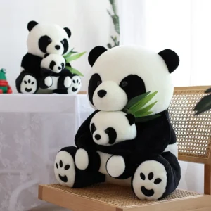 WPDTPT000128-0131-01 Realistic Panda Hugging Bamboo Plush Toy Stuffed Animal Doll