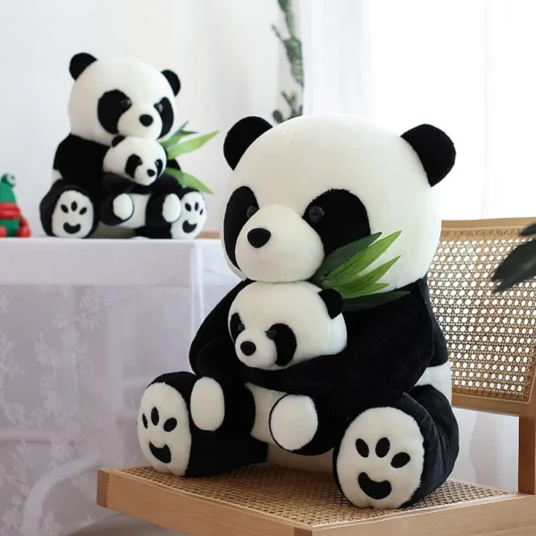 WPDTPT000128-0131-01 Realistic Panda Hugging Bamboo Plush Toy Stuffed Animal Doll