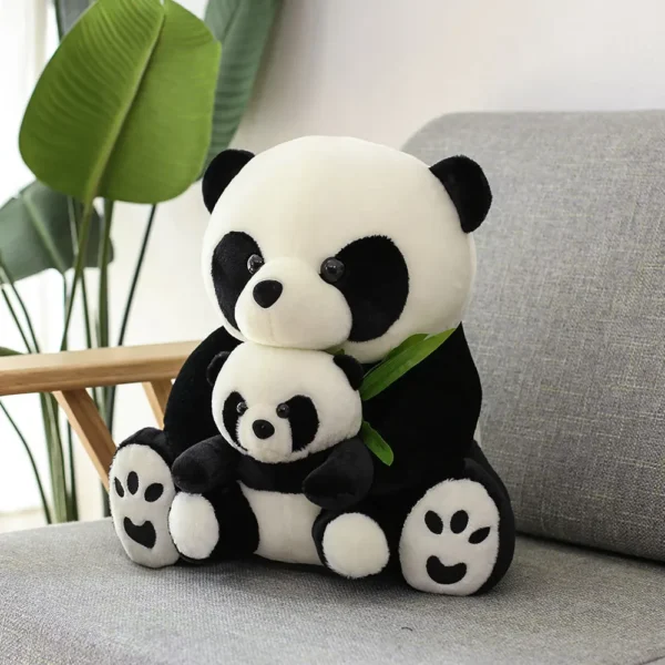 WPDTPT000128-0131-03 Realistic Panda Hugging Bamboo Plush Toy Stuffed Animal Doll