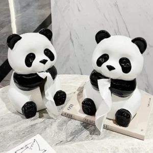 WPHHTB000248-01 Realistic Panda Shaped Tissue Box Ceramic Home Decor