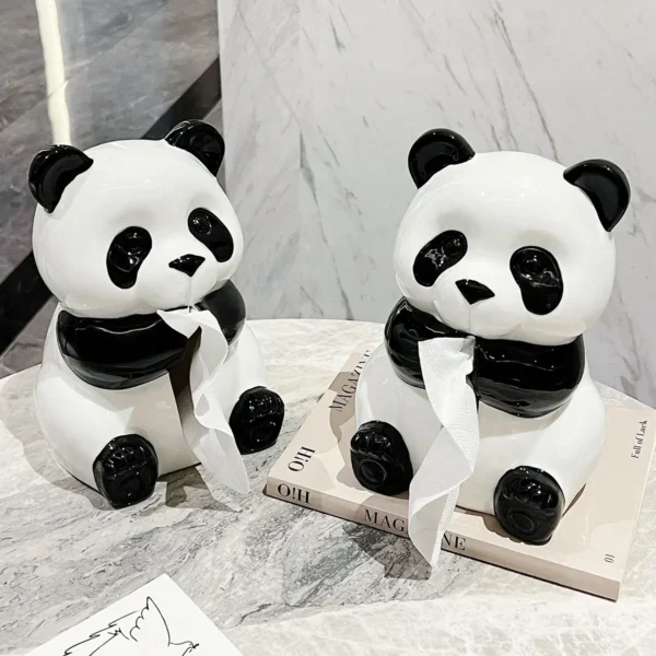 WPHHTB000248-01 Realistic Panda Shaped Tissue Box Ceramic Home Decor