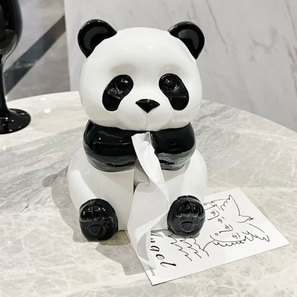 WPHHTB000248-02 Realistic Panda Shaped Tissue Box Ceramic Home Decor