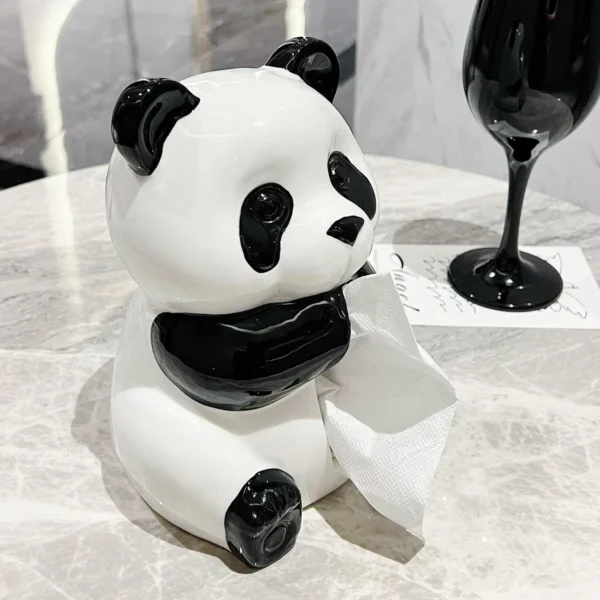 WPHHTB000248-03 Realistic Panda Shaped Tissue Box Ceramic Home Decor