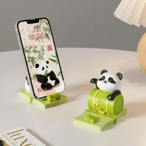 Resin Phone Stand Fun Cartoon Panda Desk Decor Ornament