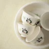 WPLSCPTC0023-01 Lazy Panda Stacked Edge White Porcelain Tea Cup
