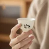 WPLSCPTC0023-02 Lazy Panda Stacked Edge White Porcelain Tea Cup