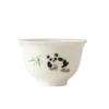 WPLSCPTC0023-04 Lazy Panda Stacked Edge White Porcelain Tea Cup