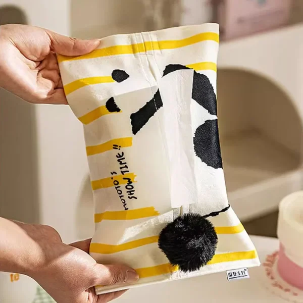 WPHHTB000279-0282-02 Striped Panda Fabric Tissue Box Home Car Tissue Cover