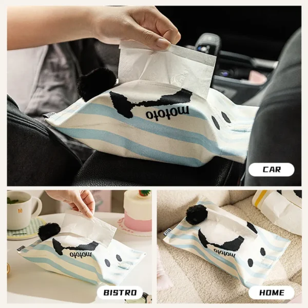 WPHHTB000279-0282-04 Striped Panda Fabric Tissue Box Home Car Tissue Cover