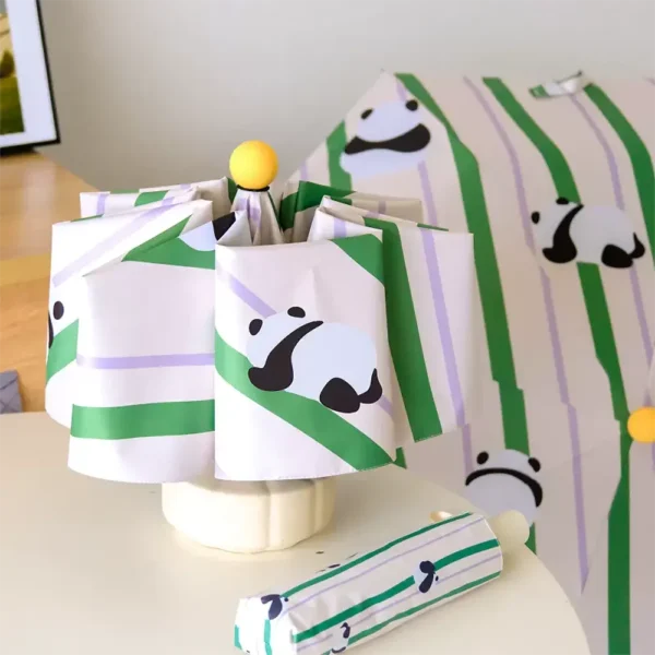 WPLSUB000259-02 Striped Panda UV-Proof Automatic Umbrella