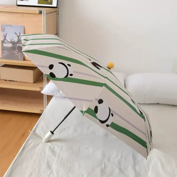 WPLSUB000259-04 Striped Panda UV-Proof Automatic Umbrella for Sun and Rain