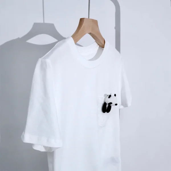 WPCTTS000707-04 Summer New Style Fun Detachable Panda Toy T-Shirt for Women