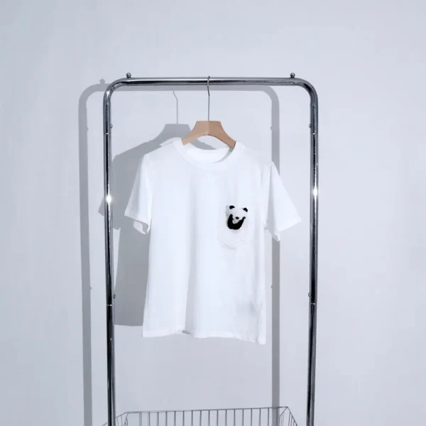 WPCTTS000707-06 Summer New Style Fun Detachable Panda Toy T-Shirt for Women