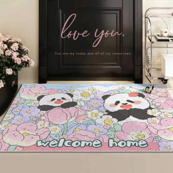 WPHHCR000152-0163-02 Sweet Cartoon Panda Pattern Entrance Door Mat Cuttable Rug