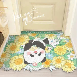 Sweet Cartoon Panda Pattern Entrance Door Mat Cuttable Rug