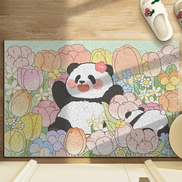 WPHHCR000152 Sweet Cartoon Panda Pattern Entrance Door Mat Cuttable Rug
