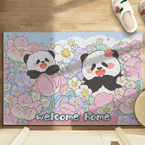 WPHHCR000154 Sweet Cartoon Panda Pattern Entrance Door Mat Cuttable Rug