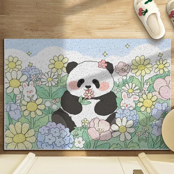 WPHHCR000155 Sweet Cartoon Panda Pattern Entrance Door Mat Cuttable Rug