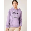 WPCTSS000310 Trendy Panda Print Women's Hoodie Sweatshirt with Fleece Lining Purple