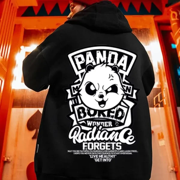 WPCTSS000390-0401-03 Trendy Panda Printed Men's Hoodie Fleece-Lined Sweatshirt