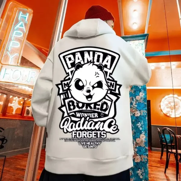 WPCTSS000390 Trendy Panda Printed Men's Hoodie Fleece-Lined Sweatshirt