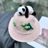Trendy Style Cartoon Panda Corduroy Bucket Hat