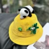 Trendy Style Cartoon Panda Corduroy Bucket Hat