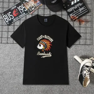 WPCTTS000521 Unique Embroidered Chief Indian Panda Design T-Shirt for Men