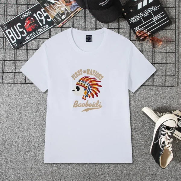 WPCTTS000516 Unique Embroidered Chief Indian Panda Design T-Shirt for Men