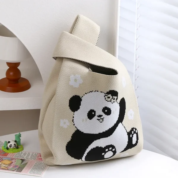 WPBGWB000085 Various Style Panda Pattern Small Woven Tote Bag