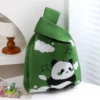 WPBGWB000089 Various Style Panda Pattern Small Woven Tote Bag Green