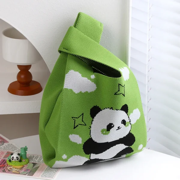 WPBGWB000091 Various Style Panda Pattern Small Woven Tote Bag